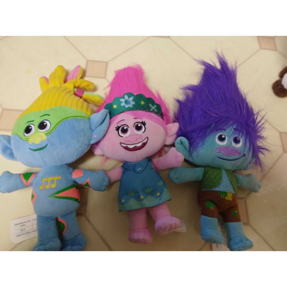 Dreamworks TROLLS World Tour Dance Off Plush Set 3 Pc EXCLUSIVE Character Set